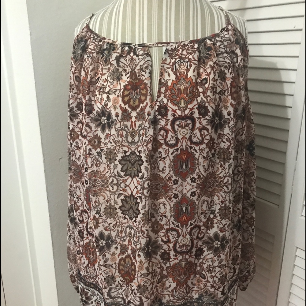 Max Studio Floral Cold Shoulder Top
